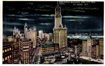POSTAL PV03943: Woolworth Building and City Hall, New York
