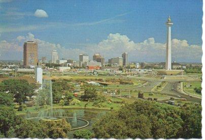 POSTAL PV04764: Bird eye view of National Monument, Jakarta