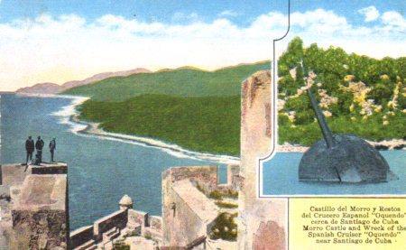 POSTAL PV04295: Santiago de Cuba, Castillo del Morro y resto crucero español