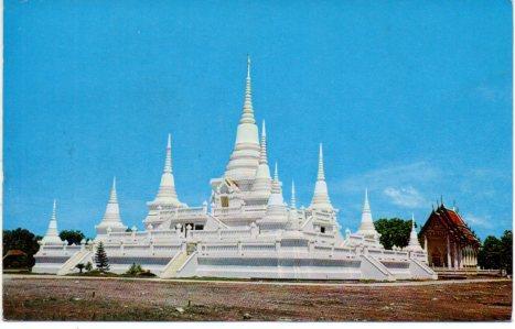 POSTAL PV04444: White Pagodas of Wad Asokaran, Samutprakarn. Thailand
