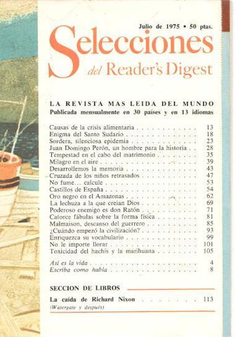 Selecciones del Reader s Digest julio 1975: Causas de la crisis alimentaria- Enigma