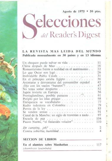 Selecciones del Reader s Digest agosto 1975: Un chequeo puede salvar su vida-