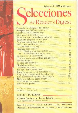 Selecciones del Reader s Digest febrero 1977: Finlandia se defiende del infarto- 