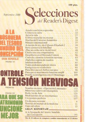 Selecciones del Reader s Digest septiembre 1980: A la busqueda del tesoro hun-