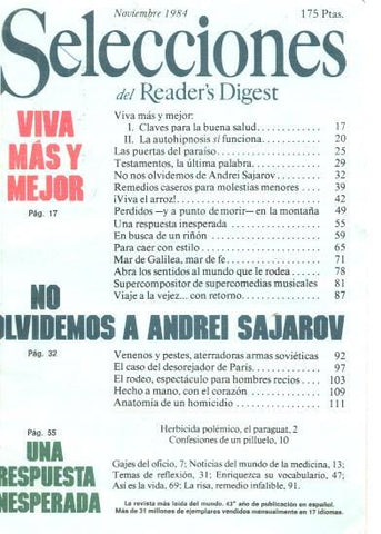 Selecciones del Reader s Digest noviembre 1984: Viva mas y mejor- No olvidemos