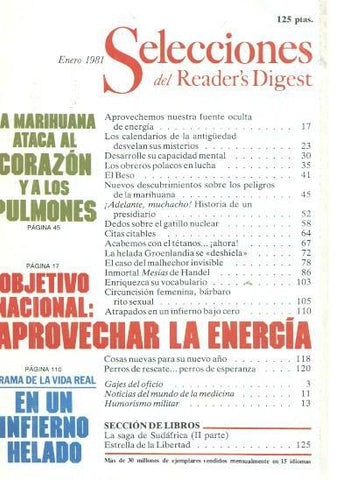 Selecciones del Reader s Digest enero 1981: La marihuana ataca al corazon y a los