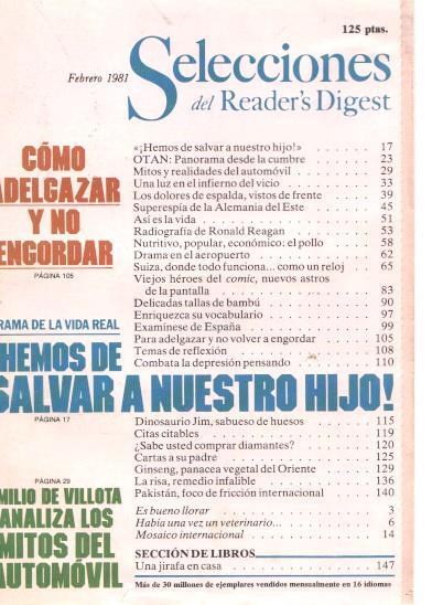 Selecciones del Reader s Digest febrero 1981: Como adelgazar y no engordar-