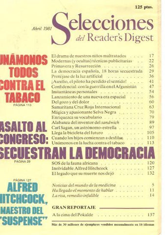 Selecciones del Reader s Digest abril 1981: Unamonos todos contra el tabaco- A-