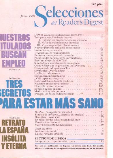 Selecciones del Reader s Digest junio 1981: Nuestros titulados buscan empleo