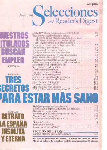Selecciones del Reader s Digest junio 1981: Nuestros titulados buscan empleo