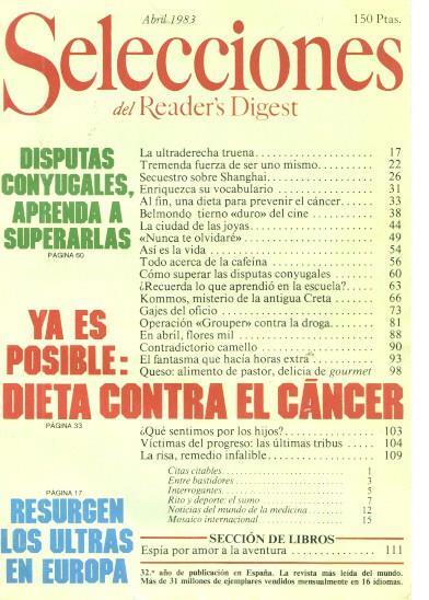 Selecciones del Reader s Digest abril 1983: Disputas conyugales, aprenda a supe-