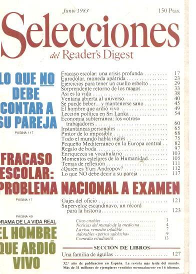 Selecciones del Reader s Digest junio 1983: Lo que no debe contar a su pareja-