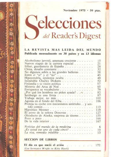 Selecciones del Reader s Digest noviembre 1975: Alcoholismo juvenil, amenaza