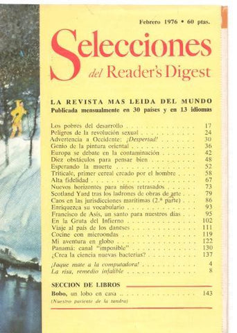 Selecciones del Reader s Digest febrero 1976: Los pobres del desarrollo- Peligros