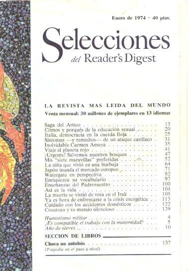 Selecciones del Reader s Digest enero 1974: Saga del Artico- Comos y porques