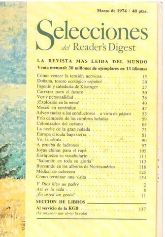 Selecciones del Reader s Digest marzo 1974: Como vender la tension nerviosa- 