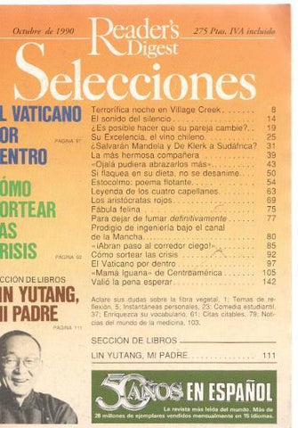 Selecciones del Reader s Digest octubre 1990: El Vaticano por dentro- Como sor-
