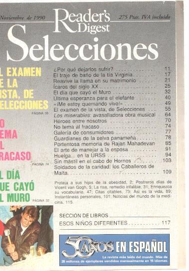 Selecciones del Reader s Digest noviembre 1990: El examen de la vista, de selec-