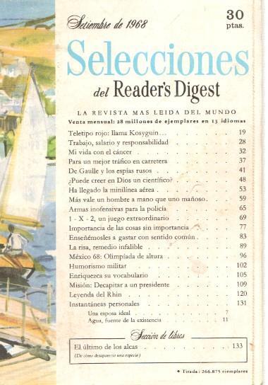 Selecciones del Reader s Digest setiembre 1968: Teletipo rojo: llama Kosyguin-