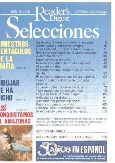 Selecciones del Reader s Digest julio 1990: Siniestros tentaculos de la mafia- A di-