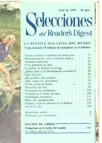 Selecciones del Reader s Digest abril 1970: Tesoros artisticos españoles sin protec-