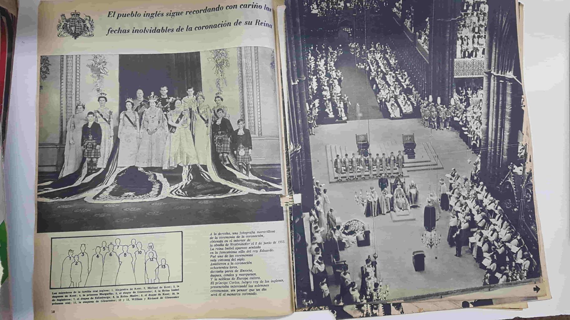 Artículo sobre la Reina Isabel de Inglaterra por su maternidad e imágenes de su coronacion (8 páginas)