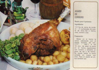 POSTAL PV05144: Receta Asado de Cordero, publicidad Sindicato Nacional del Olivo