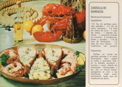 POSTAL PV05143: Receta Zarzuela de Marisco, publicidad Sindicato Nacional del Olivo