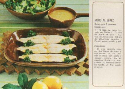 POSTAL PV05142: Receta Mero al Jerez, publicidad Sindicato Nacional del Olivo