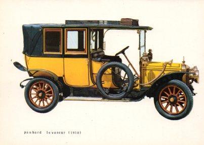 POSTAL PV05110: Publicidad Caja de Pensiones para la Vejez y de Ahorros coche Panhard levaseur 1910