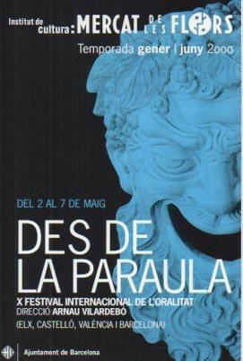 POSTAL PV05275: Publicidad X Festival Internacional de l'Oralitat obra Desde la Paraula