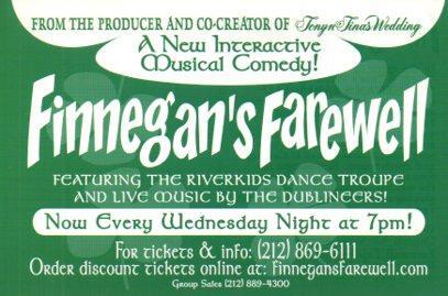 POSTAL PV04921: Publicidad Finnegan's Farewell Irish Dancing, New York