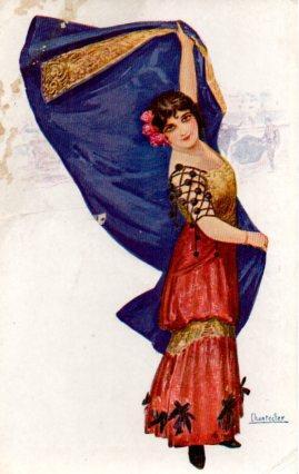 POSTAL PV04835:Tipo mujer torera por Chantecler nº 862. N. Coll Salieti
