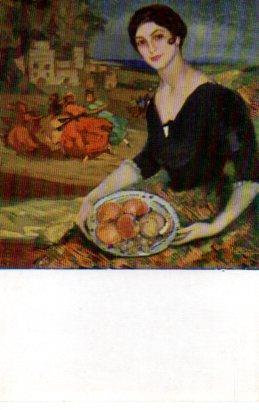 POSTAL PV04824: El plato de frutas por F. Beltran nº 669. N. Coll Salieti