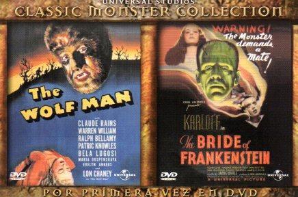 POSTAL PV04871: Publicidad cartel Universal Studios Classic Monster Collection The wolf man  y the bride of Frankenstein