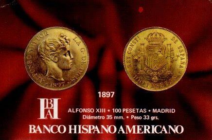 POSTAL PV04870: Publicidad Banco Hispano Americano monedas 1897