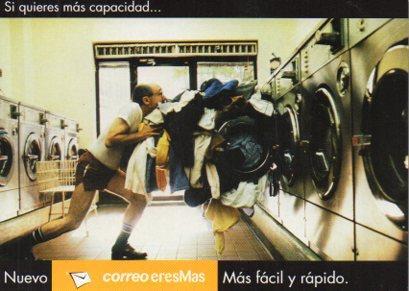 POSTAL PV05005: Publicidad EresMas buscador hombre en lavanderia