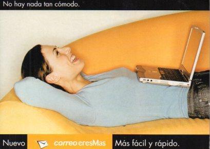 POSTAL PV05004: Publicidad EresMas buscador señora en sofa