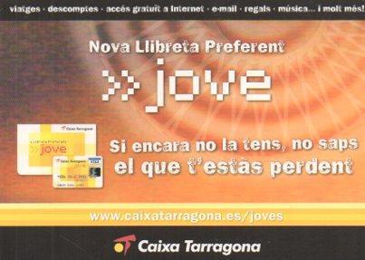 POSTAL PV05045: Publicidad Caixa Tarragona nova llibreta preferent jove