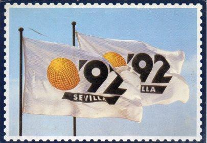 POSTAL PV04945: Publicidad Filatelia Guadalquivir banderas Expo 92