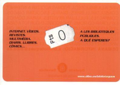 POSTAL PV04997: Publicidad Diputacio de Barcelona biblioteques