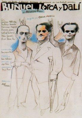 POSTAL PV05642: Buñuel, Lorca y Dali de Alfonso Plou en Teatre Goya
