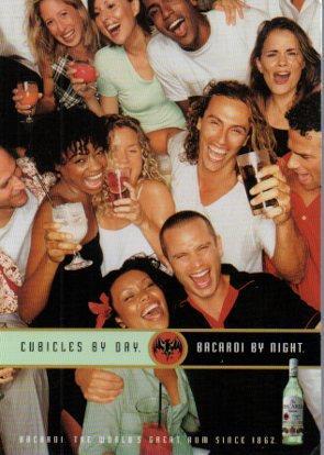 POSTAL PV05849: Publicidad Ron Bacardi cubicles by day
