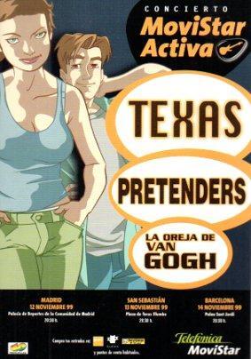 POSTAL PV05786: Publicidad concierto Movistar con Texas, Pretenders y La Oreja de Van Gogh 1999