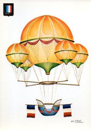 POSTAL PV05454: La conquista del espacio. Nº 10 Globo frances 1824