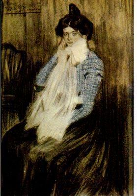 POSTAL PV05436: Lola, la hermana del artista por Picasso