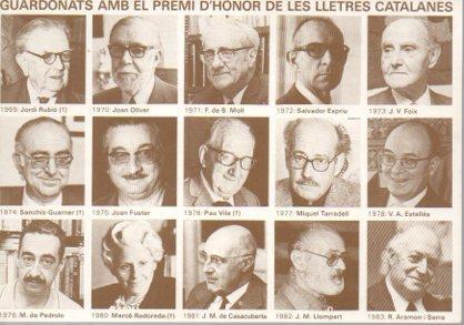 POSTAL PV05571: Guardonats amb el Premi d'Honor de les Lletres Catalanes des de 1969 a 1983