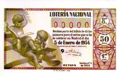 POSTAL PV05525: Decimo Sorteo del Niño. Año 1954