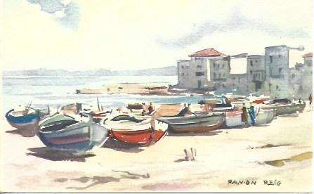 POSTAL A3813: Ramon Reig. Playa de L'Escala