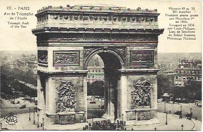 POSTAL A3510: Paris, Arco del Triunfo, numero 137